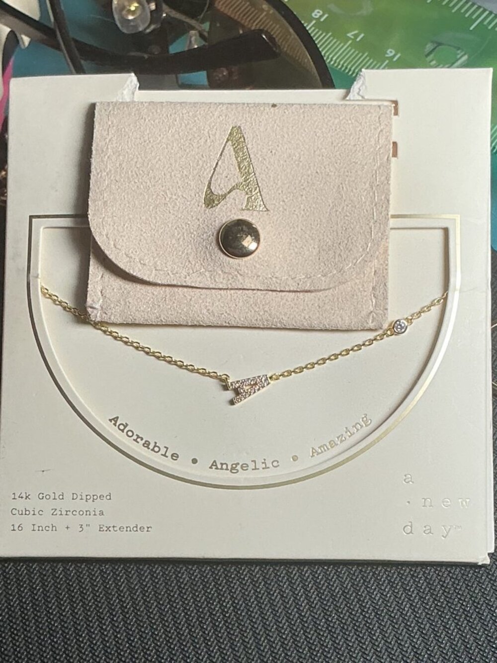 A New Day 14k Gold Dipped Initial A Cubic Zirconia Pendant Necklace NWT
